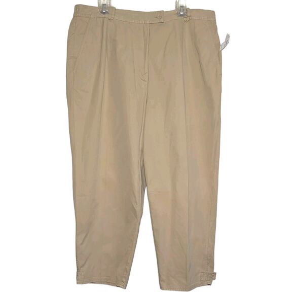 Vintage Talbots Women's Size 18W Cropped Pants Khaki High Rise Pleated Front - Picture 1 of 7